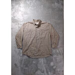 Wrangler Rugged Wear Button Shirt Mens 2XL Brown Plaid Long Sleeve Cowboy West